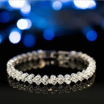 

S925 Sterling Silver New Explosion Bracelet Inlaid Moissanite Bracelet Quality Fashion Luxury Roman Bracelet