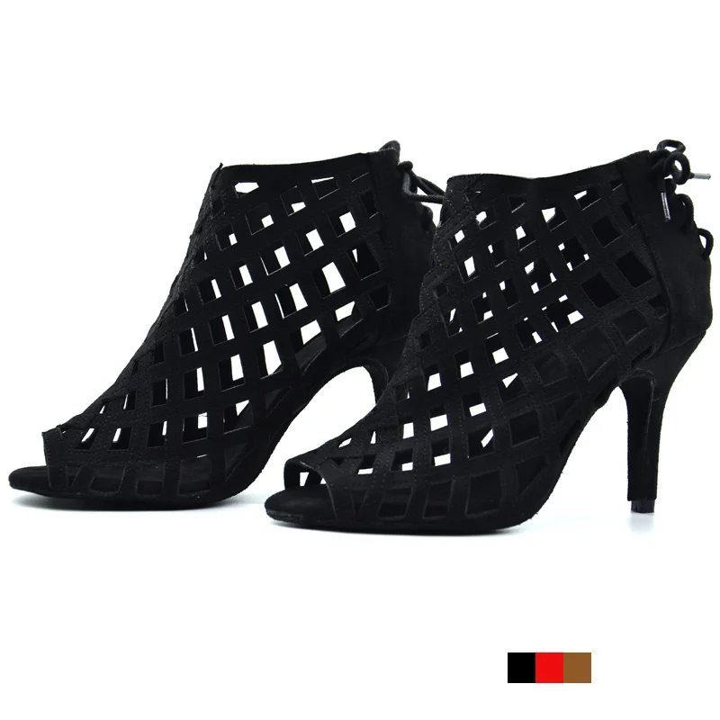 Женская обувь для латинских танцев Черная с жесткой подошвой на мягкой подошве