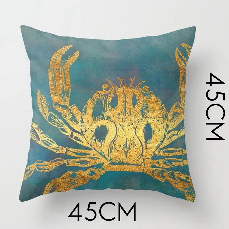 

4PCS Whale Crab Pattern Cushion Cover Pillowcase Home Decorative Sofa Square Pillow Cover Bedroom Car Decor 45X45cm