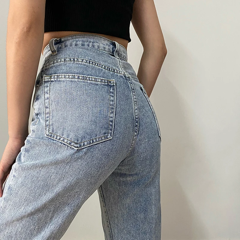 Women Jeans High Waist Trousers For Female Streetwear Baggy Mom Jean Vintage Clothes Flared Jeans