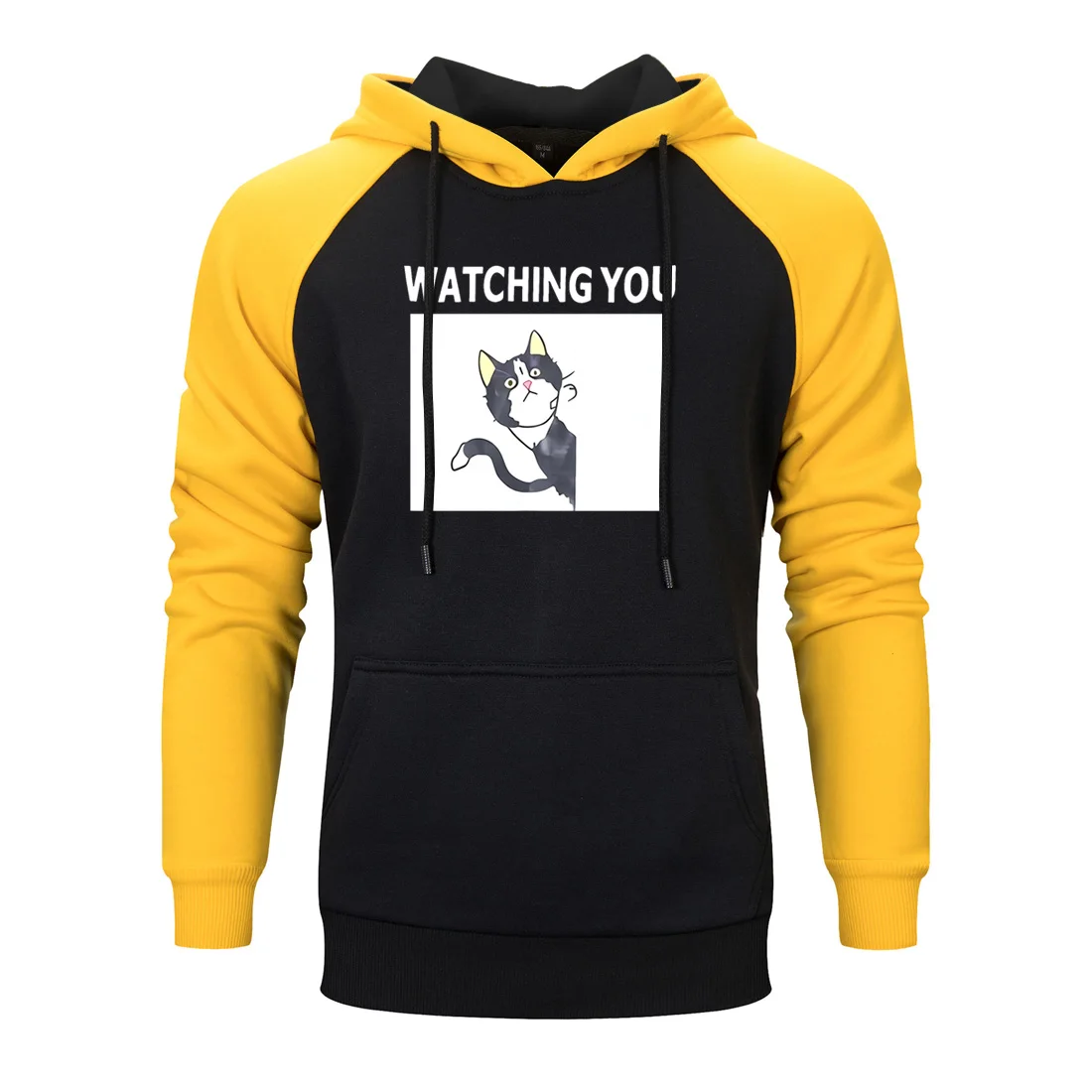 

Trend Mans Raglan Harajuku Hoodies Cartoon 2020 New Anime Cat Watching You Funny Sweatshirts spring autumn Hoody Streetwear tops