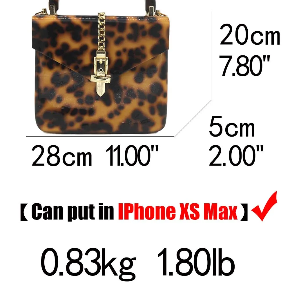 

Boutique De FGG Leopard Print Women Acrylic Tote Clutch Purses and Handbags Fashion Shoulder Bag Crossbody Bag