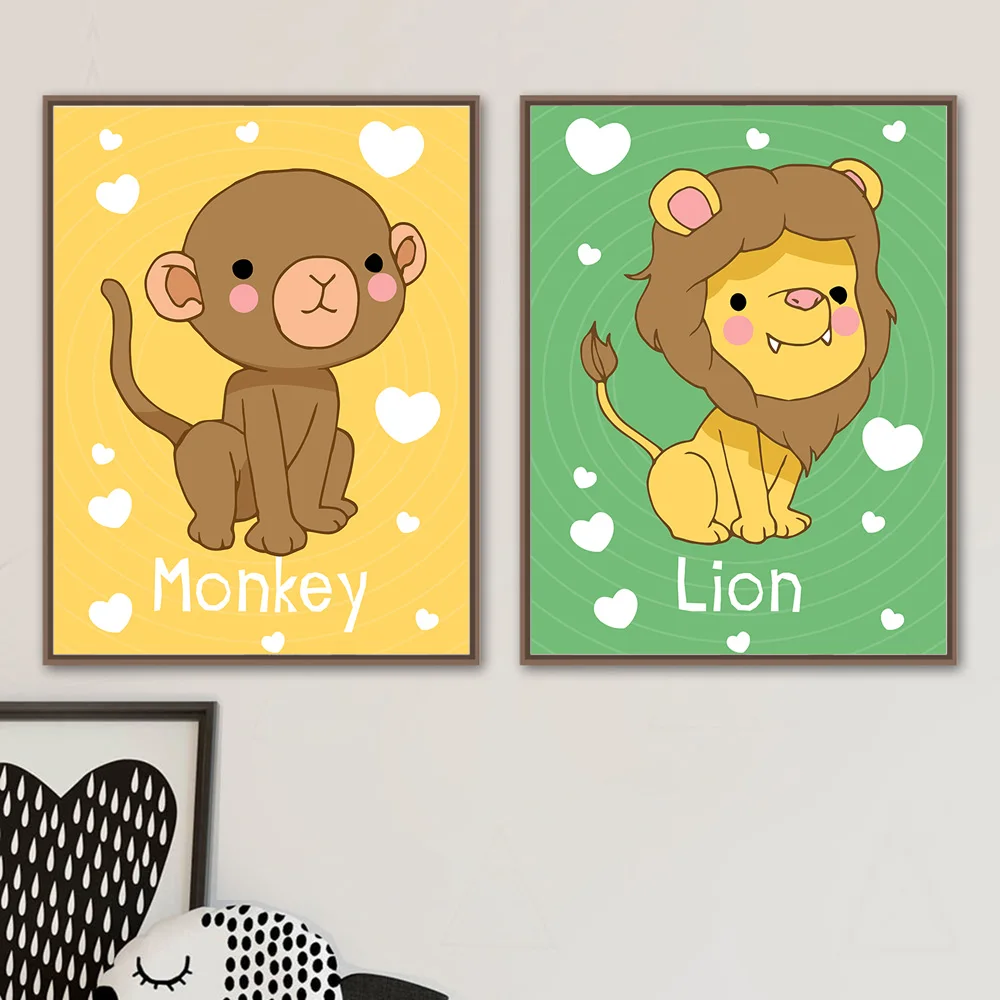Дикие животные Лев Обезьяна панда слон плакаты на скандинавскую тему и