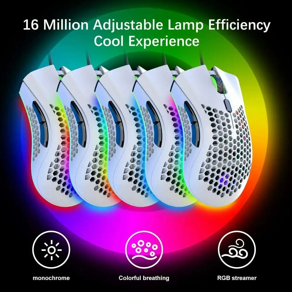 

Проводная легкая игровая мышь RGB, игровые мыши 12000 DPI для ПК, геймеров, Xbox PS4