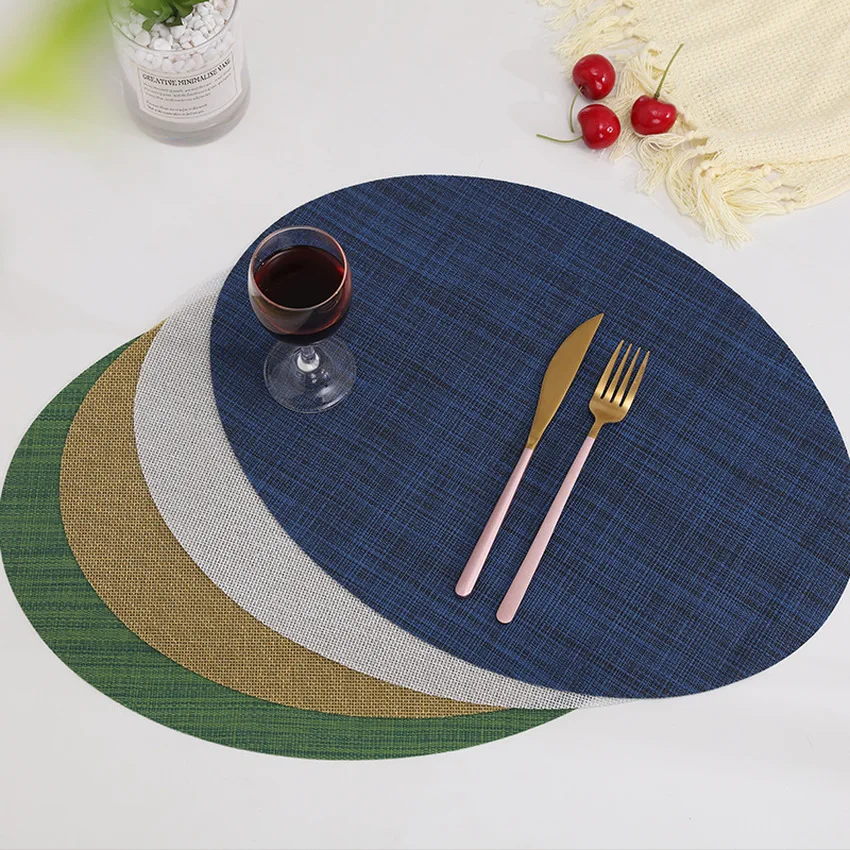 

4pcs/ Lot Nordic Placemat Oval Waterproof Adiabatic Solid Color Can Be Washed Table Cover Use for Dining Coffee Table Restaurant
