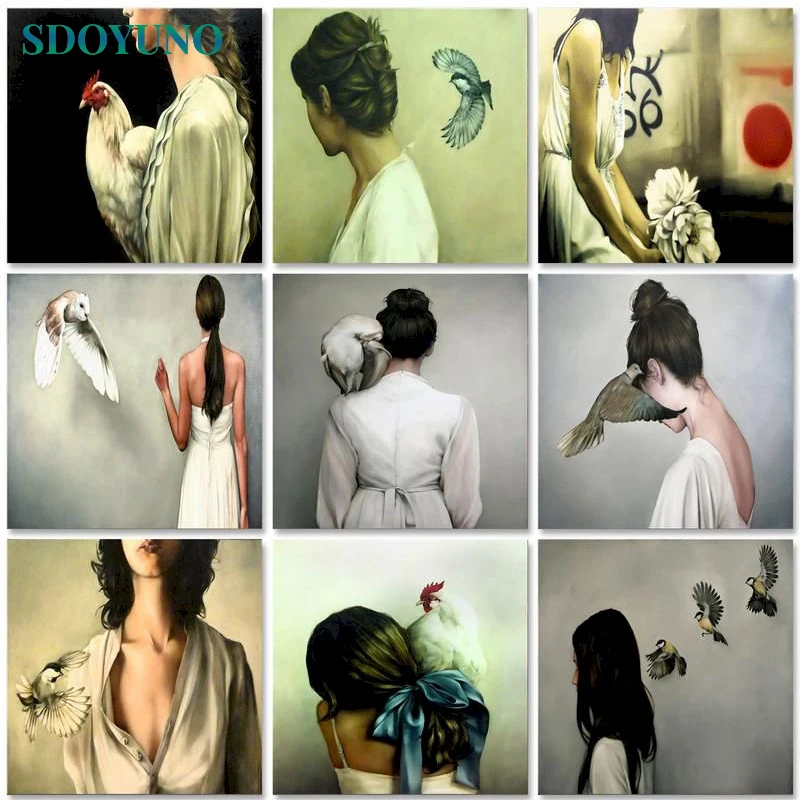 

SDOYUNO 60x75cm Paint By Numbers For Adult Animals And Figure DIY Oil Painting By Numbers On Canvas Frameless Number Painting