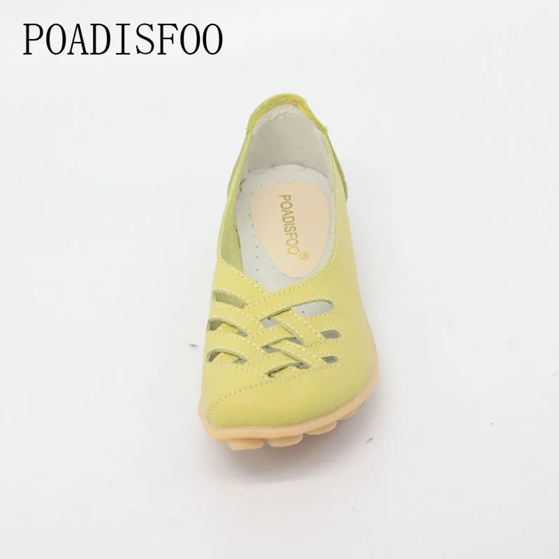 Женские кожаные туфли на плоской подошве повседневные из натуральной воловьей