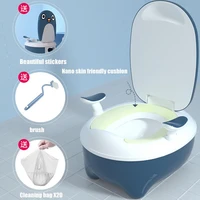 childrens toilet with lid backrest baby potty training stool toilet with comfortable skin friendly cushion 20 cleaning bags