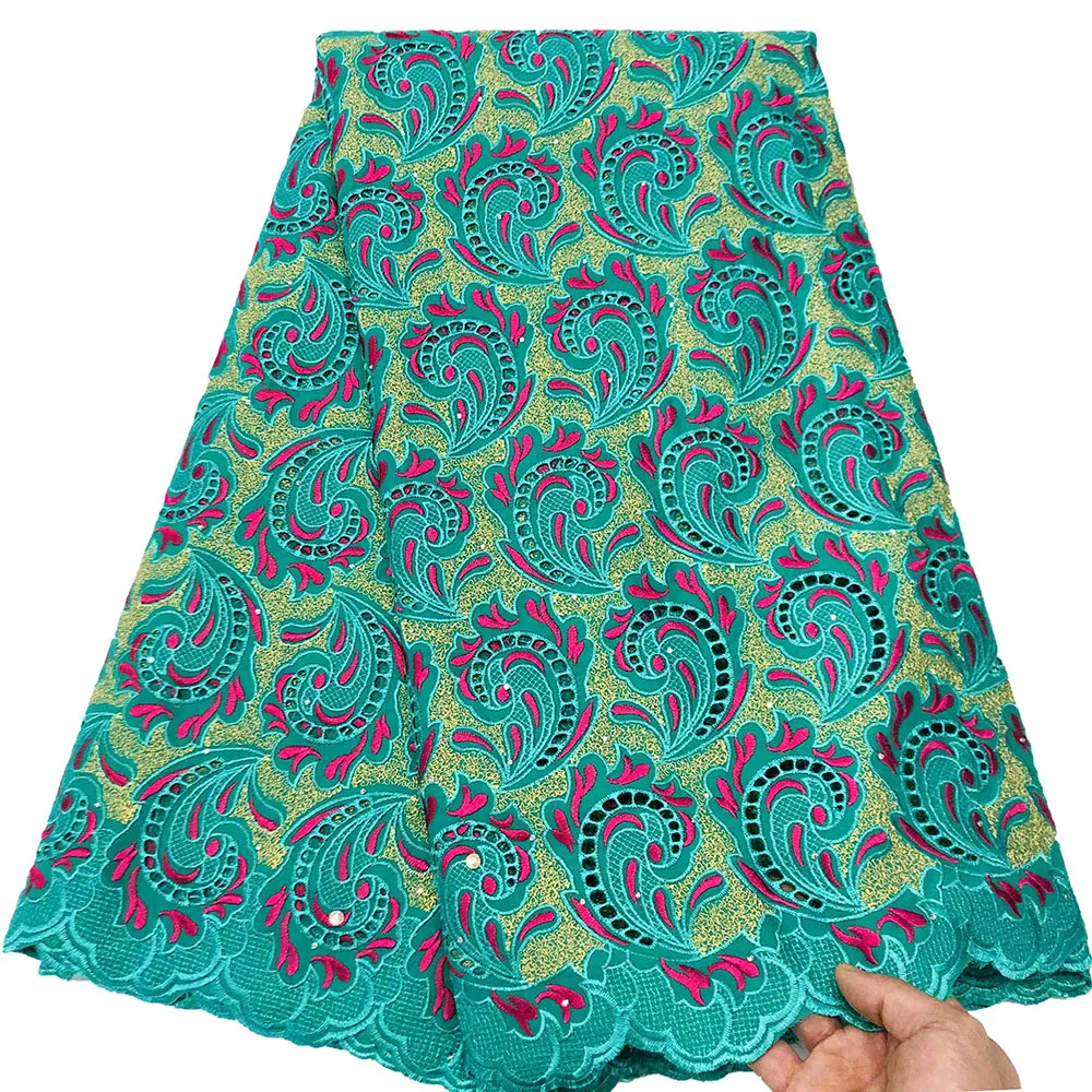 

2021 Newest Autriche Lace African Cotton Fabric Embroidery High Quality Swiss Voile Lace Fabric For Party Dress 5 yard