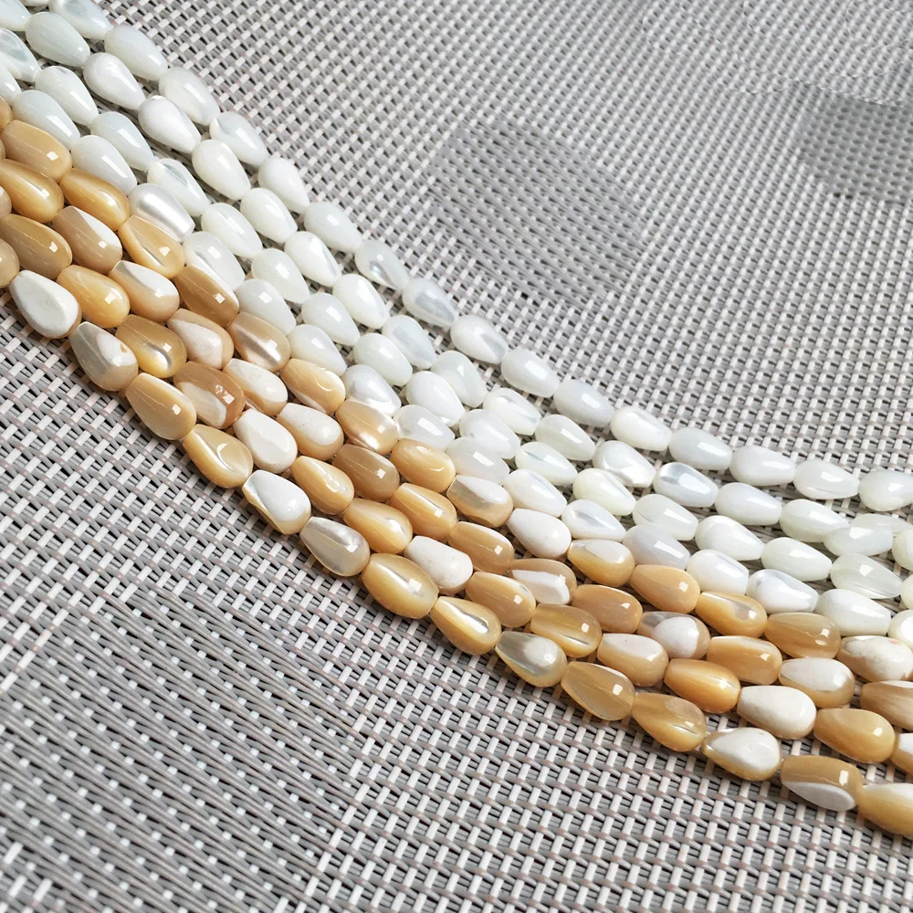 2020 New Lady DIY Bracelet Necklace Pendant Jewelry Yellow White Straight Hole Round Drop Shape Shell Bead Size 5x8mm / 6x12mm | Украшения