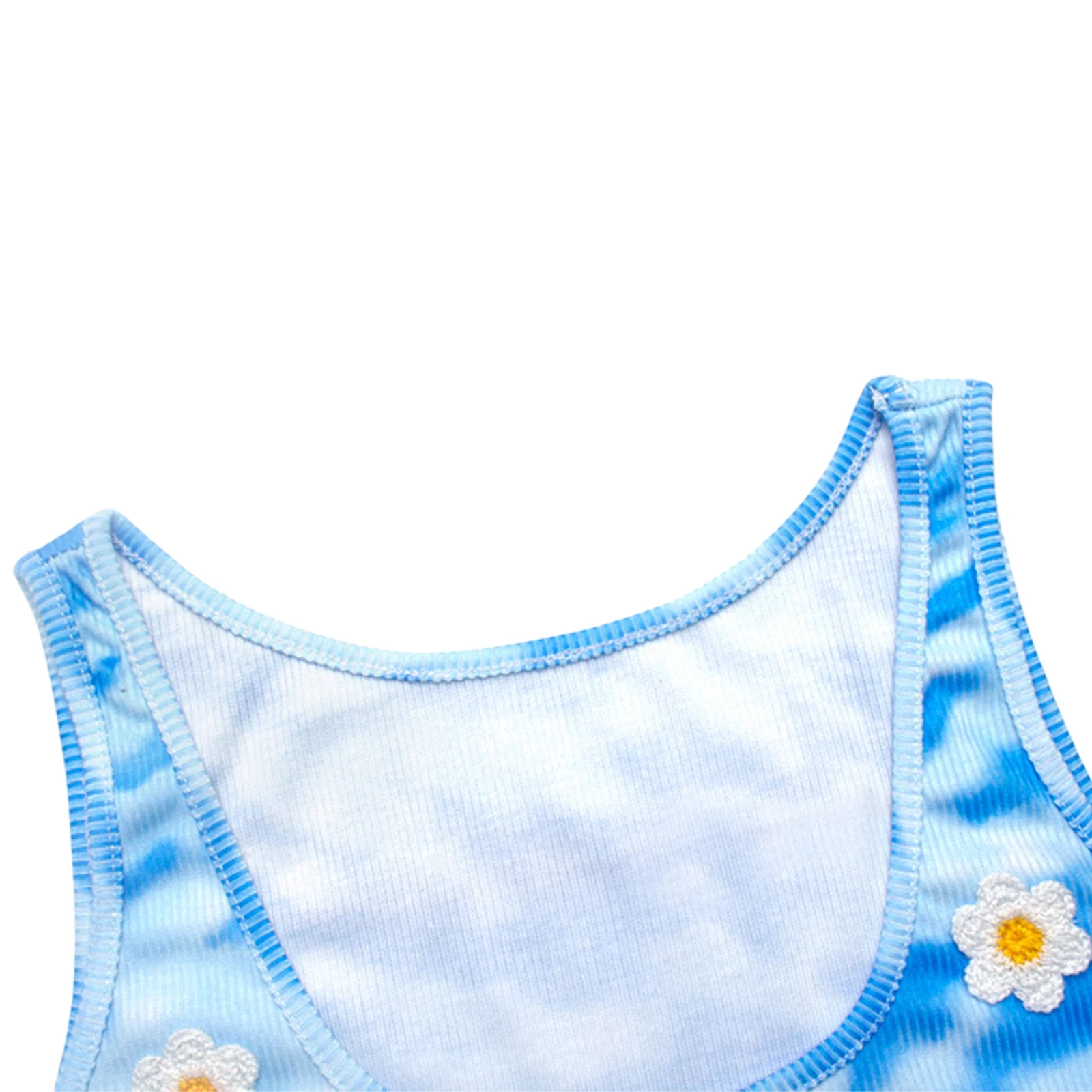 

Women's Rib Knit Tank Tops, Sleeveless Tie Dye Print Floral Embroidery Crop Tops