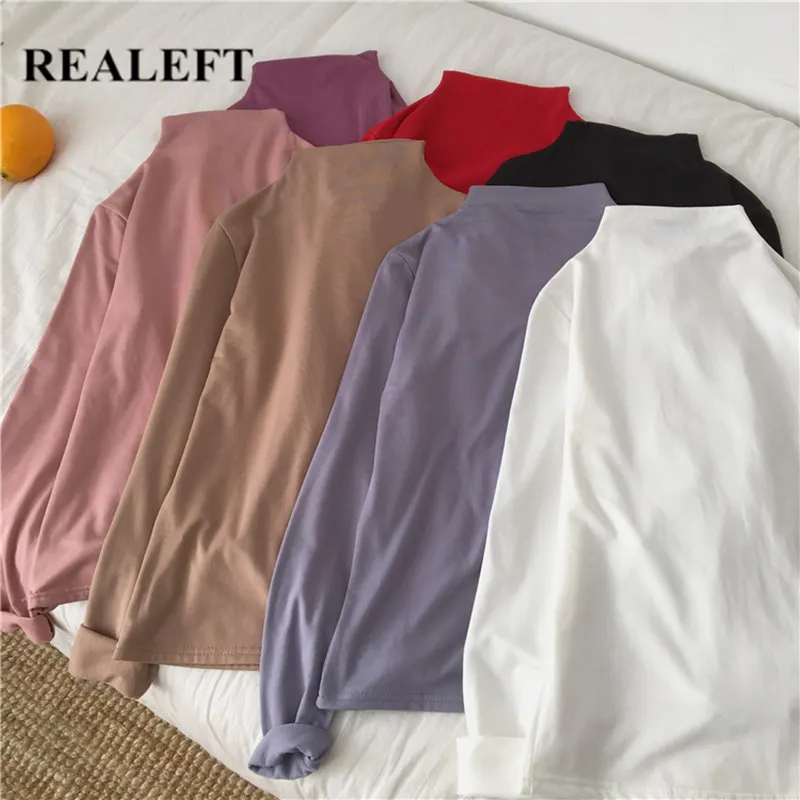 Женская футболка с длинным рукавом REALEFT однотонная Базовая водолазка разных