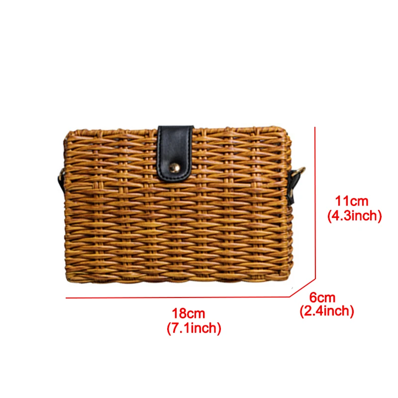 

Casual Handmade Straw Shoulder Bag For Women Small Square Rattan Woven Wome's Bag Summer Wicker Weaving Beach Women Handbag 2021
