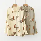 Женская блузка с леопардовым принтом, весна-осень 2021