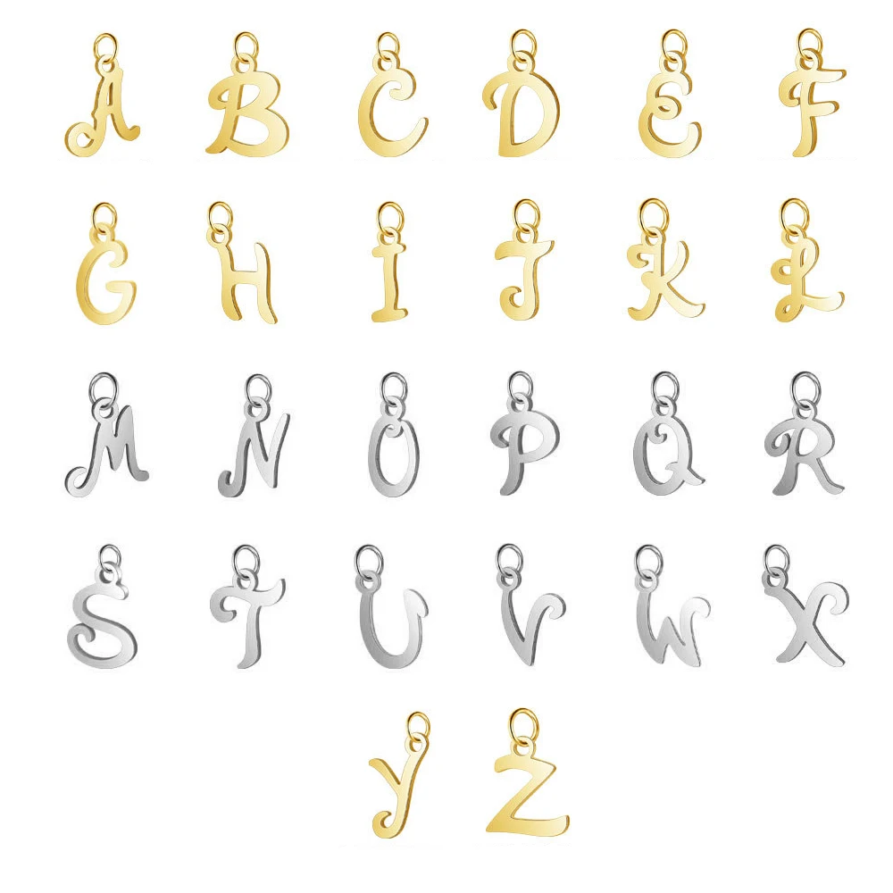 Semitree 5 шт. из нержавеющей стали 26 букв Очаровательная подвеска алфавит от A до
