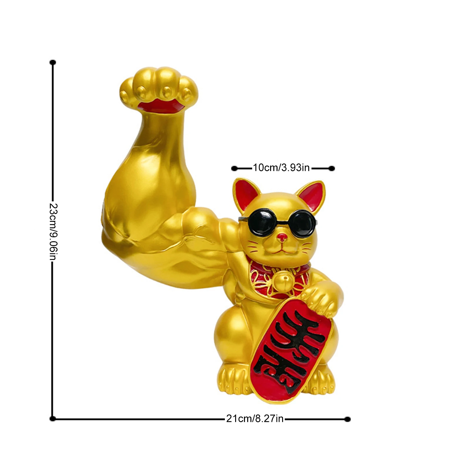 

Strong Fortune Cat Lucy Muscle Cat Ornament Resin Figurine Craft Multiple Chinese Characters Funny Home Decoration