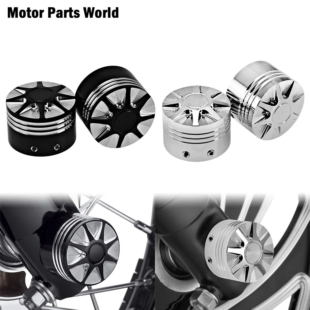 

Motorcycle 2pcs Front Axle Nut Cover Cap Bolt Black/Chrome For Harley Sportster Iron 1200 Touring Heritage Softail Dyna Fat Bob