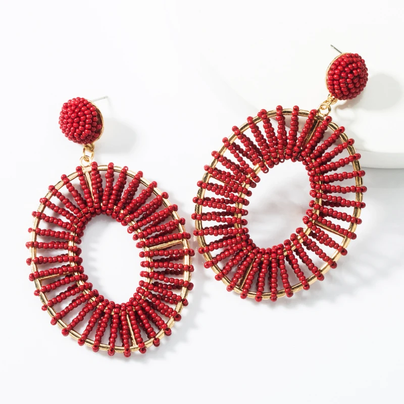 Найти меня богемные ручной работы Цвет бусины Серьги геометрический сплав