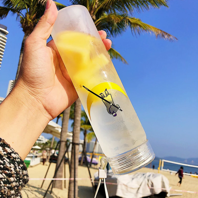 480 мл кавайная мультяшная стеклянная бутылка для воды милые модные спортивные