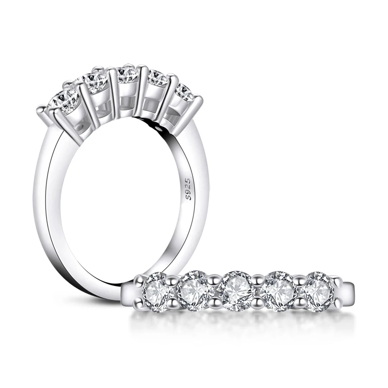 Круглый вырез синтетический алмаз женские свадебные кольца 925 стерлингового