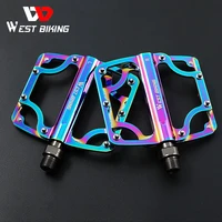 west biking colorful bicycle pedals 3 bearings cnc ultralight mtb road bike part anti slip flat bmx pedals cycling accessories