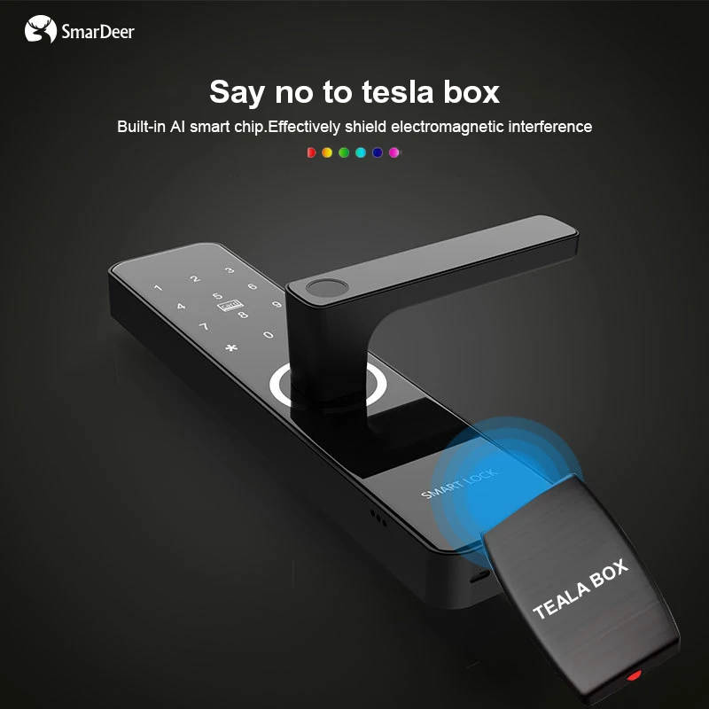 Электронный замок SmarDeer для умного дома Tuya биометрический дверной со сканером