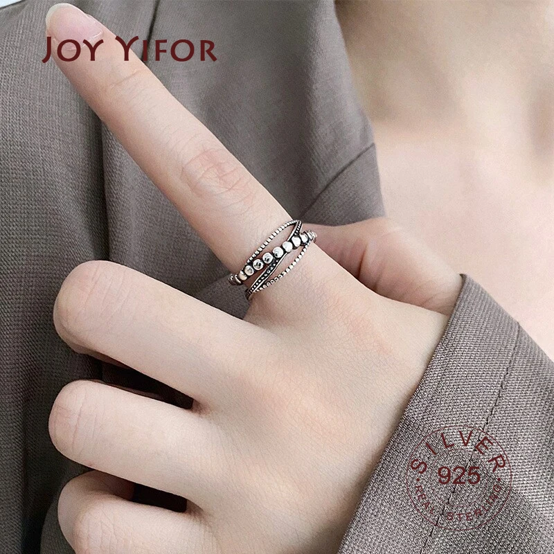 100 Pure 925 Sterling Silver Ring Fashion Simple dots vintage Ring Thin Geometric finger Ring For Women Jewelry Anti Allergy