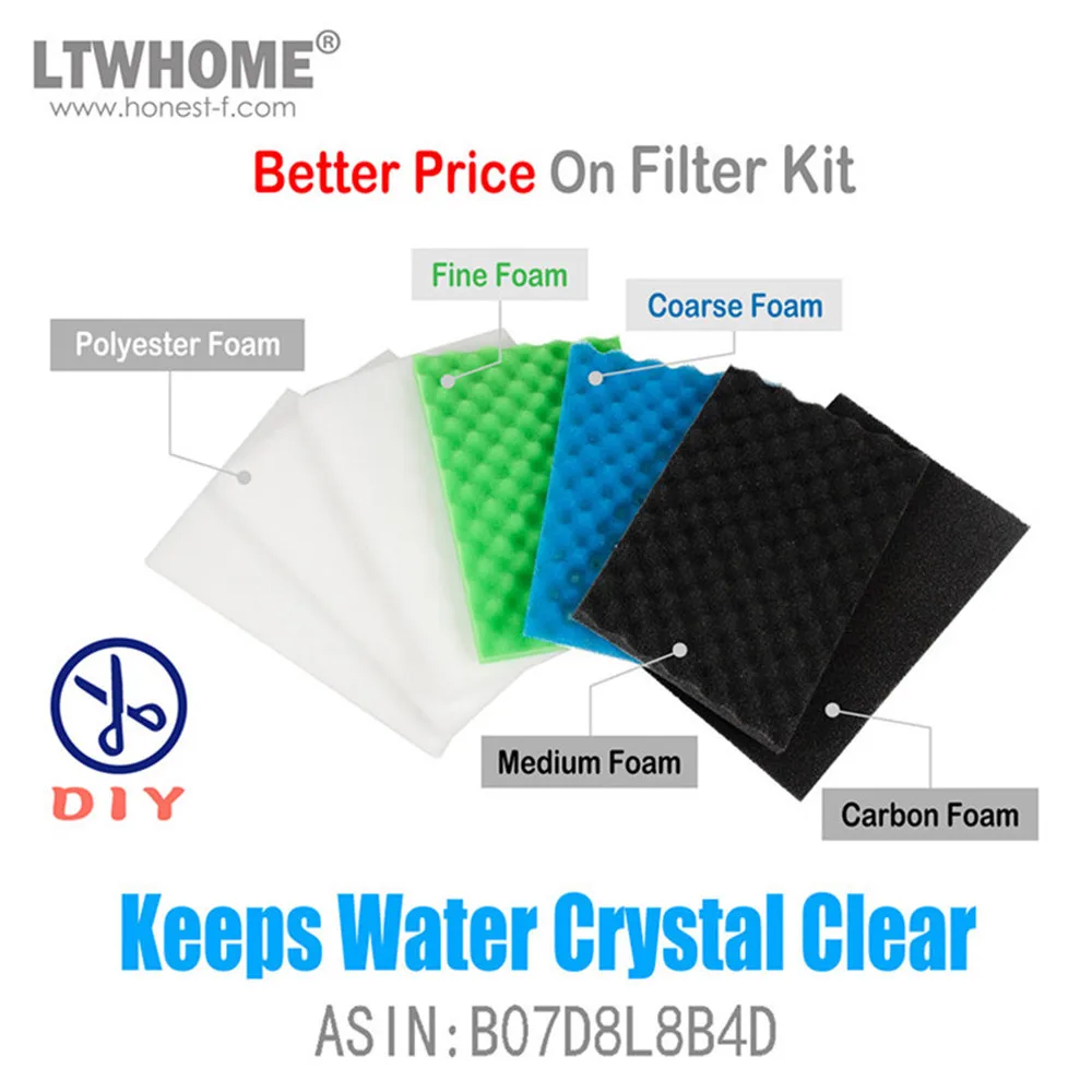 LTWHOME набор больших накладок для фильтров из грубой пены DIY подходит аквариума
