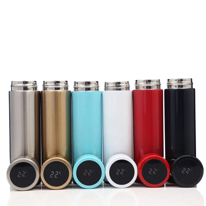 

New LED Display Thermos Water Bottle Creative Stainless Steel Vacuum Flasks Girls Students Drinking Water Bottle Thermos Mug