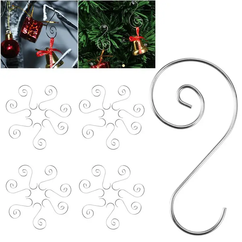 

HOMEMAXS 100pcs Christmas Ornament Hooks Stainless Steel S Shaped Hanging Hangers for Christmas Decoration 4.5CM