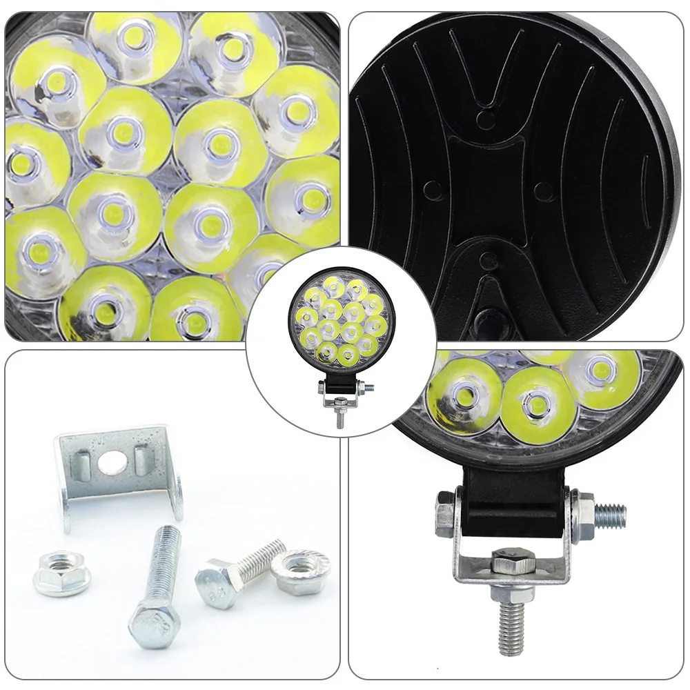 

2Pcs 42W Total 6000-6500k Super Bright Car Truck Round Work Light 14-LED Spot Lights Bulb Driving Lamp Waterproof Worklight