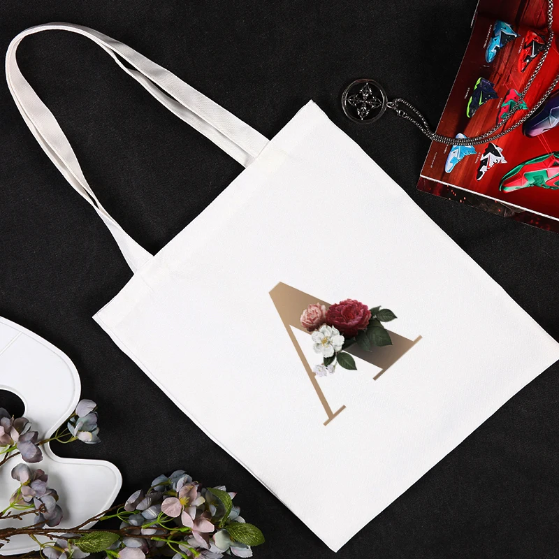 

Flower Letter Canvas Bags Fabric Bag Mom Designer Handbags Shoulder 2021 Shopper Cloth Tote Anime Purses and Printed for Women