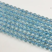 natural round blue topaz gemstone loose beads 6 8 10 mm for necklace bracelet diy jewelry making 15inch strand
