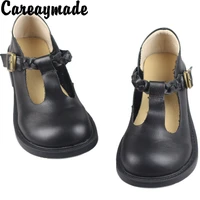 careaymade womens shoes made of cow hideretro literature british style genuine leather shoessoft leather big head shoes