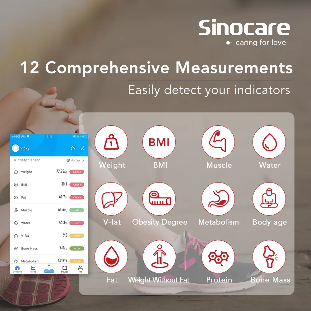 

Shebaking Smart Bluetooth Body Fat Scale Toughened Glass LED Display Digital Weight Scale