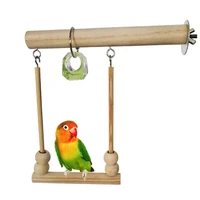 bird swing toy wooden parrot perch stand playstand with chewing beads cage sleeping stand play toys for budgie birds
