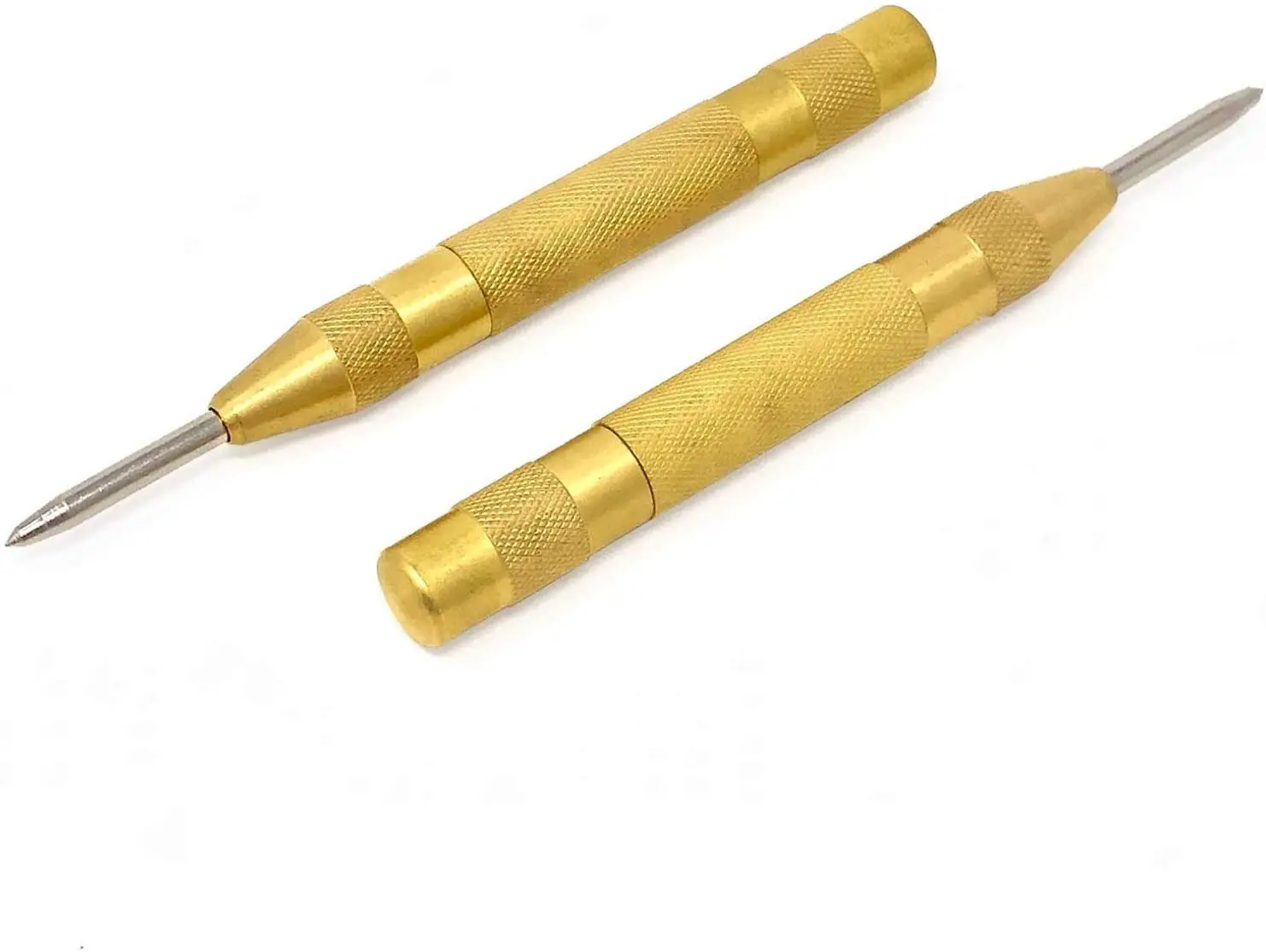 

2pcs/set Center Punch - 5 inch Brass Spring Loaded Center Hole Punch with Adjustable Tension, Hand Tool for Metal or Wood