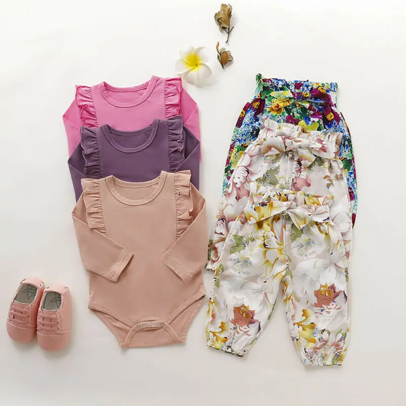 Новинка 2019 Осенний однотонный боди для детей ясельного возраста комплект одежды