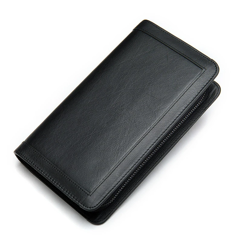 

Мужские кошельки с карманом для монет, длинный кожаный кошелек для монет для мужчин, деловой мужской кошелек, винтажный большой кошелек на двойной молнии, кошелек