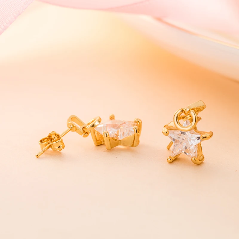 Модные милые/романтичные серьги-гвоздики со звездами из циркония для женщин