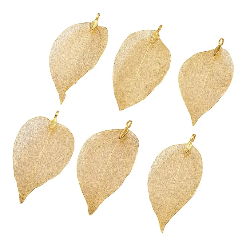 10 шт. металлические латунные покрытые натуральными листьями большой цвет