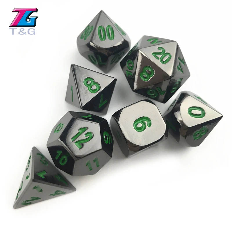 Высококачественные Новые металлические 7 игральных костей d4 d6 d8 d10 d % d12 d20 для