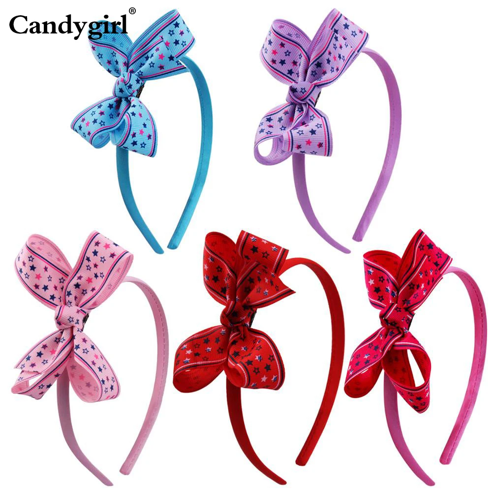 Новинка 2019 повязка для волос с пятиконечной звездой и бантом девочек милый