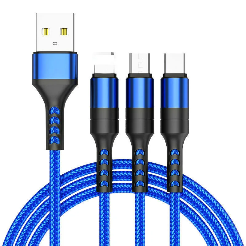 Зарядный кабель 3 в 1 для IPhone 11 Xs XR X 8 7 Plus Micro USB Type C Huawei Xiaomi многофункциональные