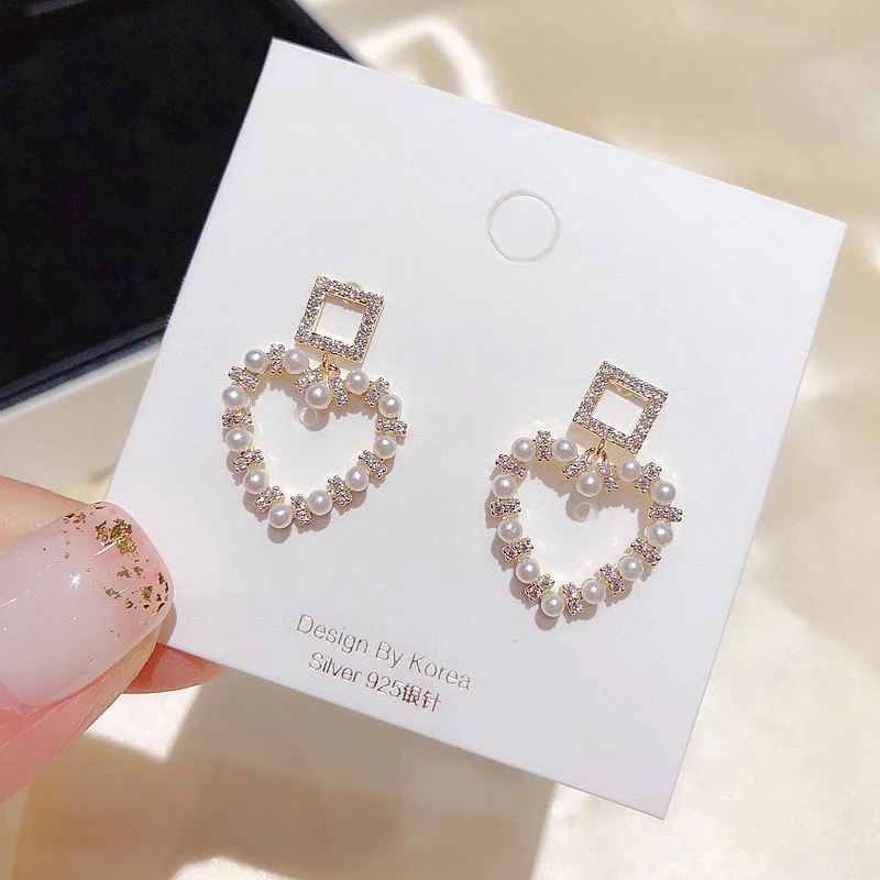 MIGGA серьги-подвески в форме сердца с микро кубическим цирконием женские серьги