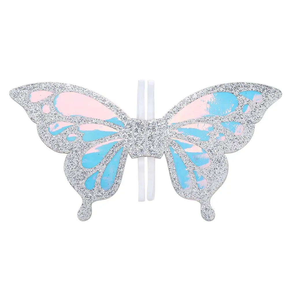 Дети девочки Феи принцесса косплей крыло блестящее голографическое бабочки для