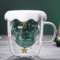 300ml christmas heat resistant double wall tea coffee glass cup mug drinkware xmas household items