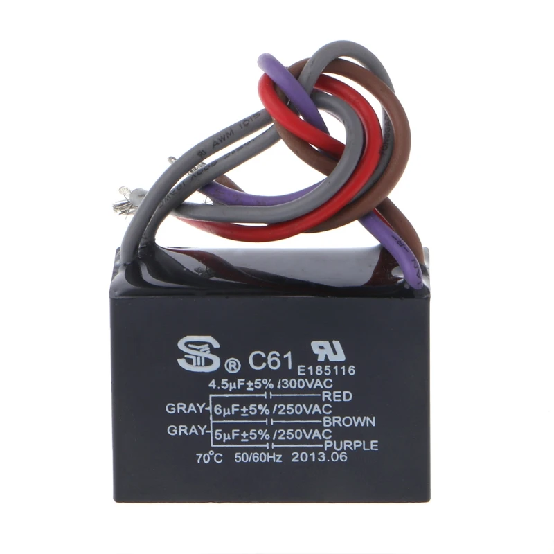 

CBB61 Electrical Power Relay Connecting Capacitor 4.5uf+6uf+5uf 250V 5 Wire W3JB