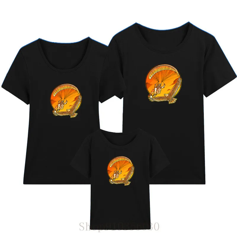 NeverLand Paragliding (Black Text) T-Shirt_waifu2x_art_noise baby girl clothes teen girls clothing mother and daughter | Мать и ребенок