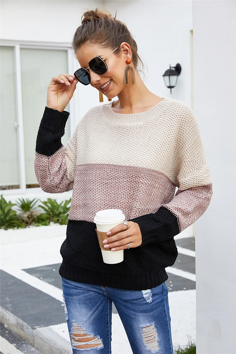 Женский свитер в стиле пэчворк Fitshinling праздничный тонкий вязаный джемпер пуловер